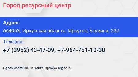 Город ресурсный центр - визитка