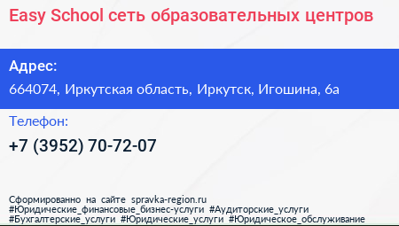 Easy School сеть образовательных центров - визитка