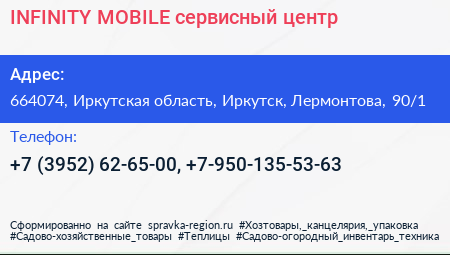INFINITY MOBILE сервисный центр - визитка