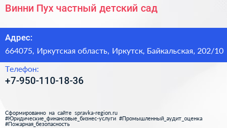 Винни Пух частный детский сад - визитка