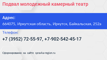 Подвал молодежный камерный театр - визитка