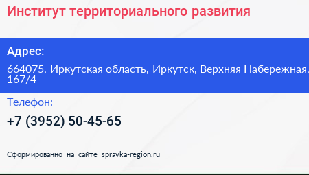 Институт территориального развития - визитка