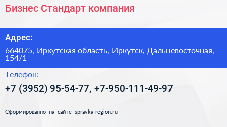 Бизнес Стандарт компания - визитка
