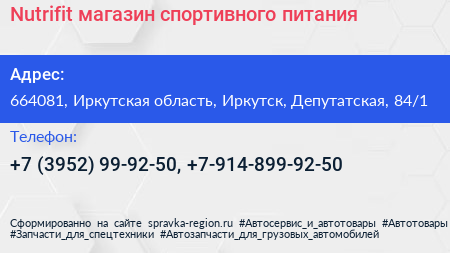 Nutrifit магазин спортивного питания - визитка