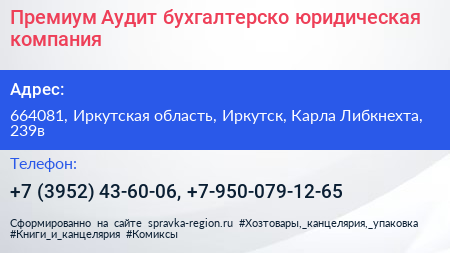 Премиум Аудит бухгалтерско юридическая компания - визитка