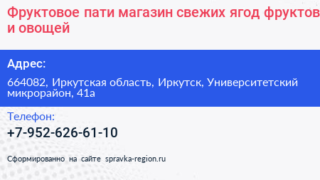 Фруктовое пати магазин свежих ягод фруктов и овощей - визитка