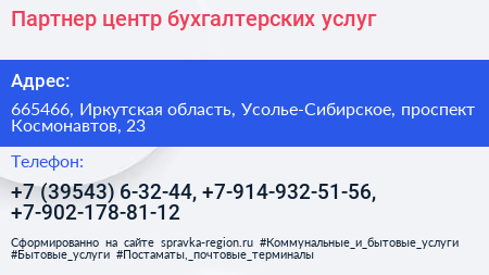 Партнер центр бухгалтерских услуг - визитка