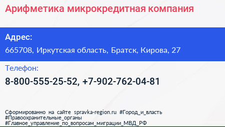 Нажмите, чтобы скачать визитку Арифметика микрокредитная компания - визитка