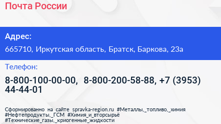 Почта России - визитка