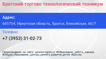 Братский торгово технологический техникум - визитка