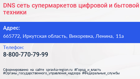 DNS сеть супермаркетов цифровой и бытовой техники - визитка