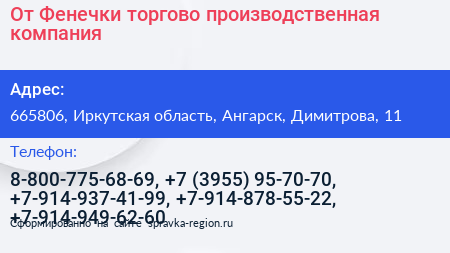 От Фенечки торгово производственная компания - визитка