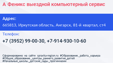 А Феникс выездной компьютерный сервис - визитка