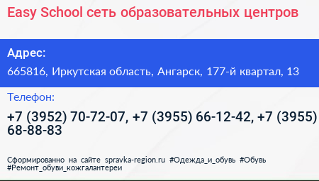 Easy School сеть образовательных центров - визитка