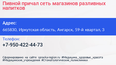 Пивной причал сеть магазинов разливных напитков - визитка