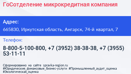 ГоСотделение микрокредитная компания - визитка