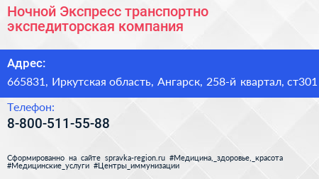 Ночной Экспресс транспортно экспедиторская компания - визитка