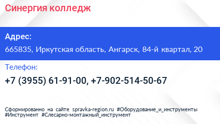 Синергия колледж - визитка