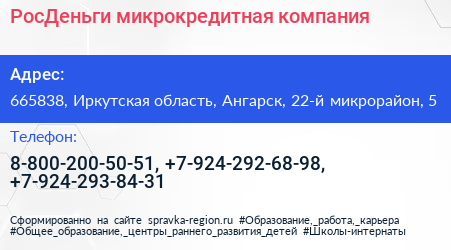 РосДеньги микрокредитная компания - визитка