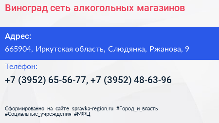 Виноград сеть алкогольных магазинов - визитка