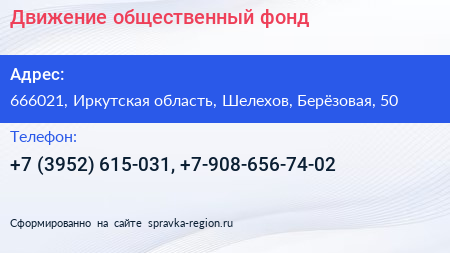 Движение общественный фонд - визитка