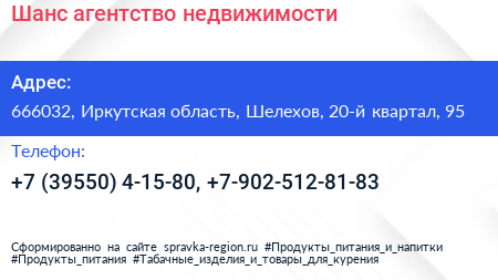 Шанс агентство недвижимости - визитка