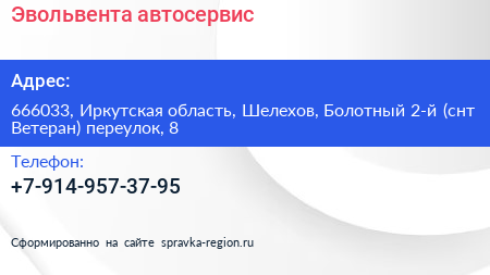Эвольвента автосервис - визитка