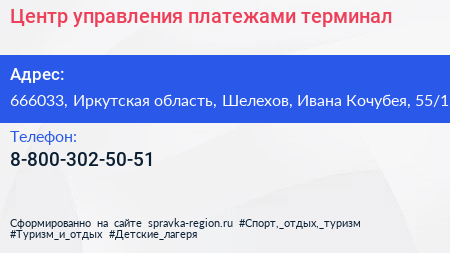 Центр управления платежами терминал - визитка