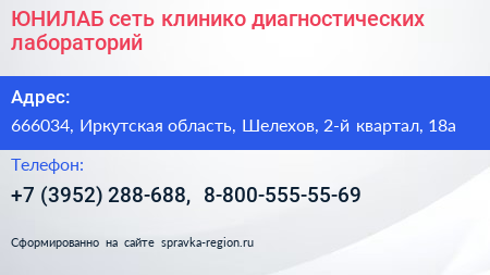 ЮНИЛАБ сеть клинико диагностических лабораторий - визитка