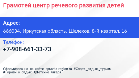 Грамотей центр речевого развития детей - визитка