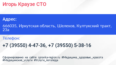 Игорь Краузе СТО - визитка