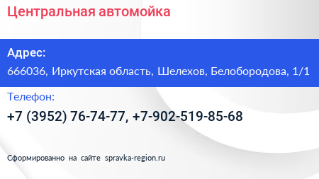 Центральная автомойка - визитка