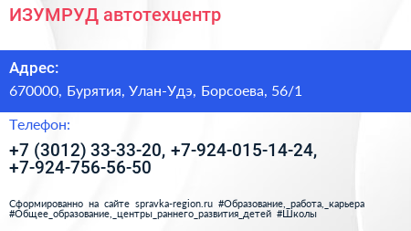 ИЗУМРУД автотехцентр - визитка