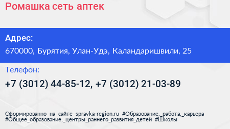 Ромашка сеть аптек - визитка