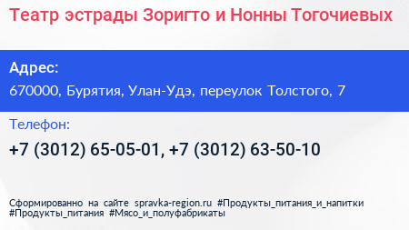 Театр эстрады Зоригто и Нонны Тогочиевых - визитка