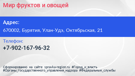 Нажмите, чтобы скачать визитку Мир фруктов и овощей - визитка