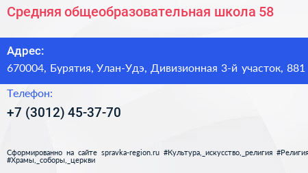 Средняя общеобразовательная школа 58 - визитка
