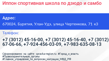 Иппон спортивная школа по дзюдо и самбо - визитка
