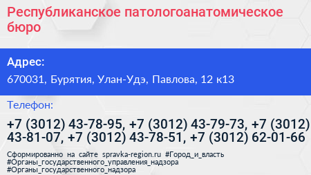 Республиканское патологоанатомическое бюро - визитка