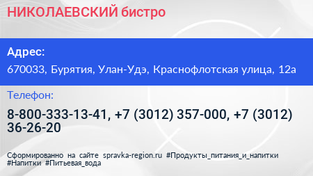 НИКОЛАЕВСКИЙ бистро - визитка