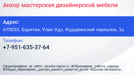 Нажмите, чтобы скачать визитку Анхор мастерская дизайнерской мебели - визитка