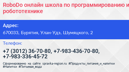 RoboDo онлайн школа по программированию и робототехнике - визитка