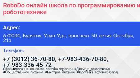 RoboDo онлайн школа по программированию и робототехнике - визитка