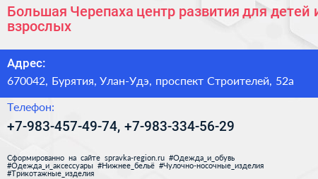 Большая Черепаха центр развития для детей и взрослых - визитка