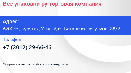 Все упаковки ру торговая компания - визитка