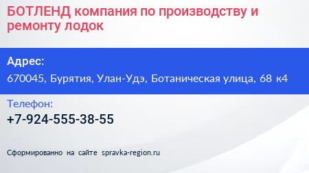 БОТЛЕНД компания по производству и ремонту лодок - визитка