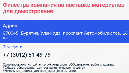 Финестра компания по поставке материалов для домостроения - визитка