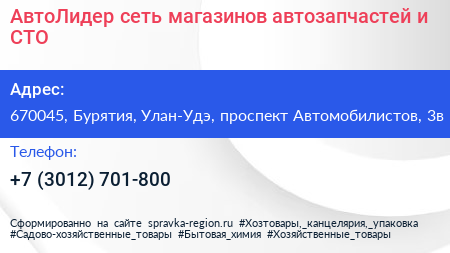 АвтоЛидер сеть магазинов автозапчастей и СТО - визитка
