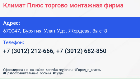 Климат Плюс торгово монтажная фирма - визитка