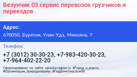 Везунчик 03 сервис перевозок грузчиков и переездов - визитка